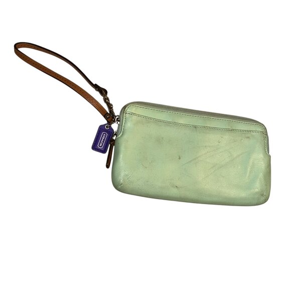 coach SPRING aqua sea glass leather zip checkbook wallet - Picture 3 of 7